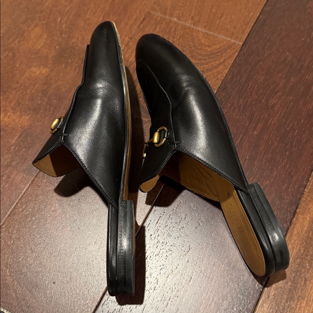 Gucci Princeton Authentic leather slipper slides with classic gold horse bit - Picture 11 of 16